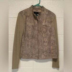 Alfani Women's Taupe Snake Print Leather Jacket Size L